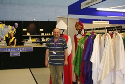 A light moment as Bishop Alan takes a look at some of the wares on offer in the Lambeth Conference Marketplace.